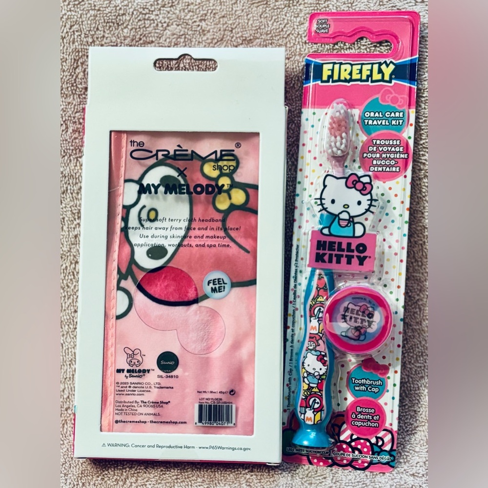 The Crème Shop x Hello Kitty Set of Terry Cloth Headband & Toothbrush